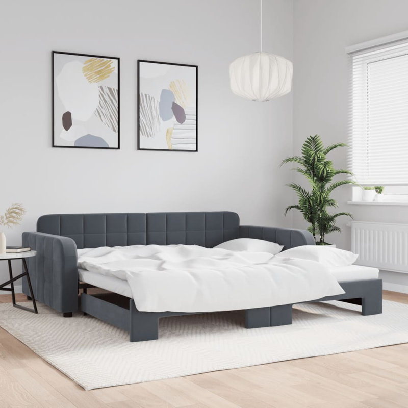 Lit de jour rembourré Hadwin, Light gray, Without Mattress