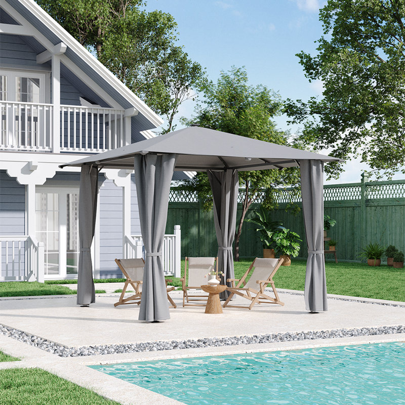 Steel Pergola, 260cm H x 300cm W x 300cm D, Gray