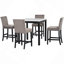 Ensemble de table de salle à manger 5 pièces à hauteur de comptoir avec une table de salle à manger en faux marbre et quatre chaises rembourrées en velours, brun