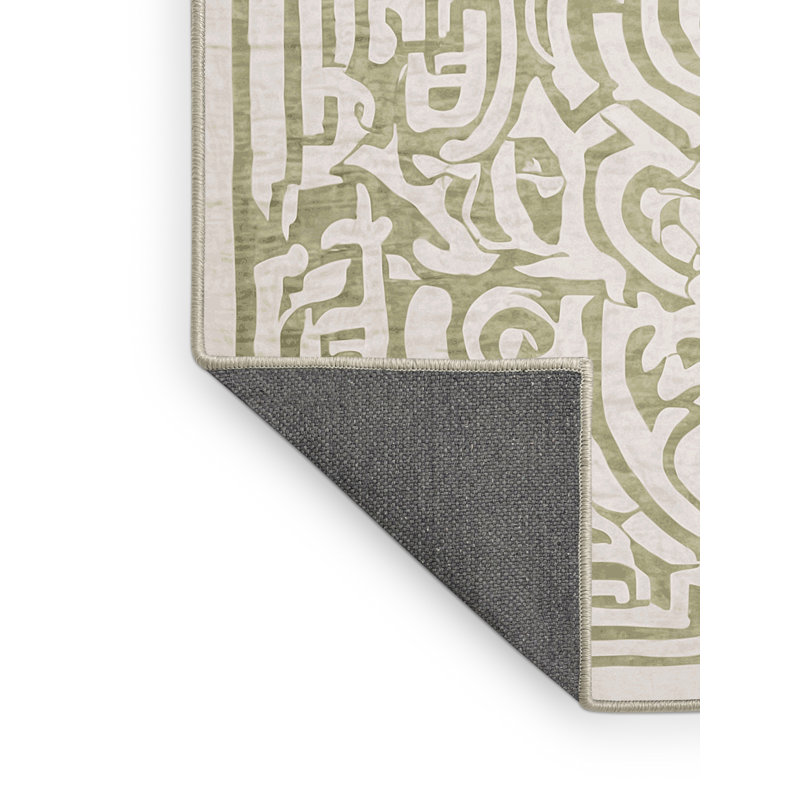 Tapis beige soyeux et moelleux, Rond 4 pi