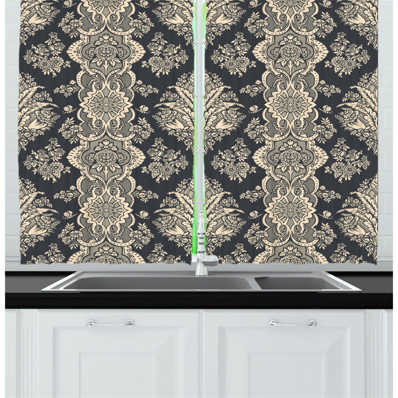 Damask Pointed Kitchen Curtain