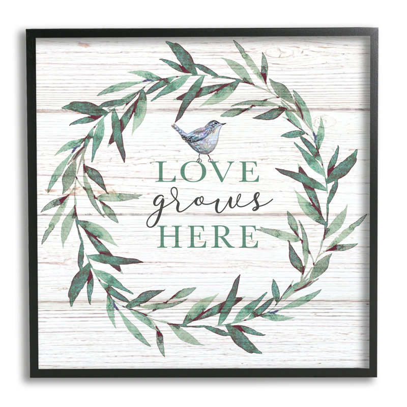 " Love Grows Here ", 17" H x 17" W x 1.5" D, Midnight Black Framed Giclee