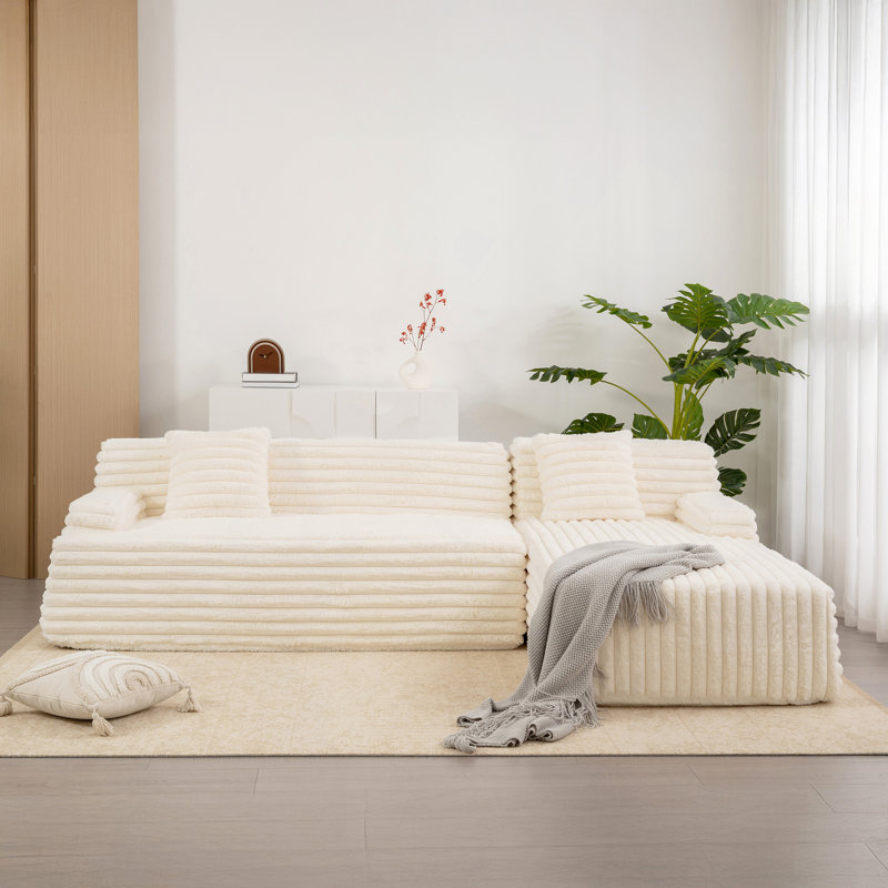 Canapé modulaire 110 po Cloud, Fausse fourrure beige