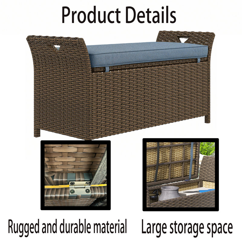 TONWIN 352 Gallons Steel Storage Bench, Blue, 20" H x 41" W x 17.75" D