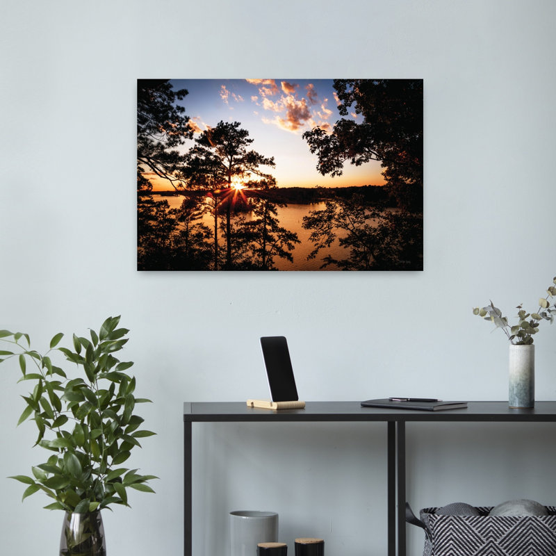 Saluda Bluff Sunset Abstract Contemporary Landscape Nature Art, 16" H x 24" W