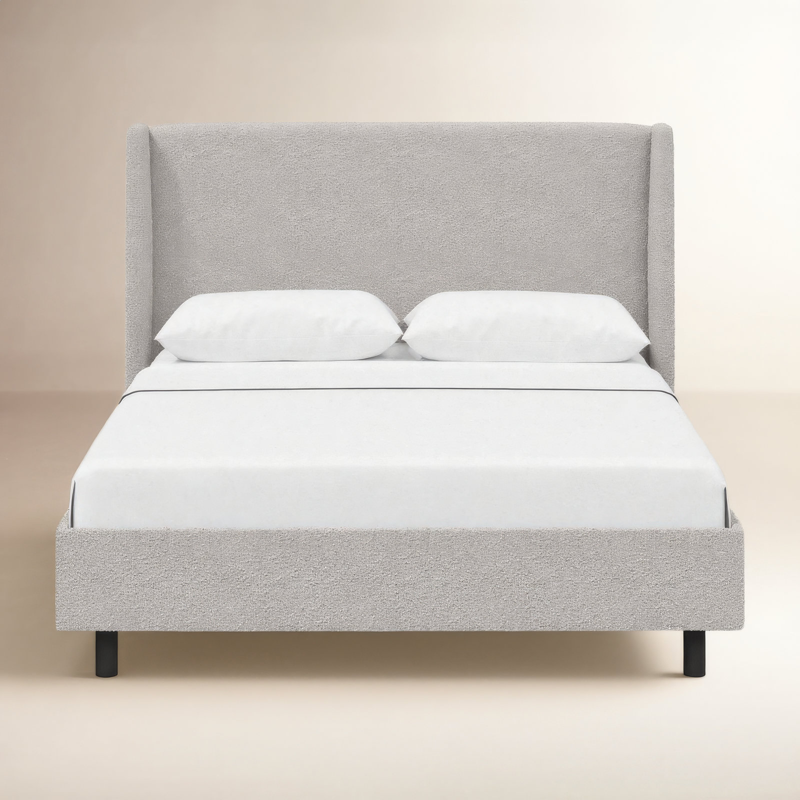 Tilly Upholstered Low Profile Platform Bed, King, Classic Elephant Boucle