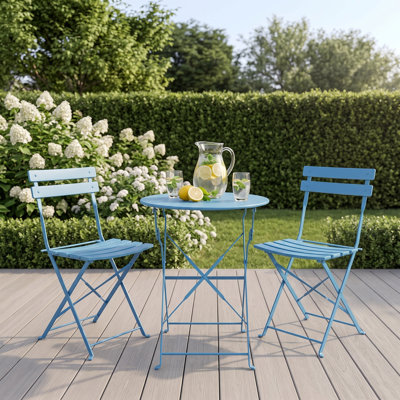 Ensemble bistro 3 pièces pliant - Table et chaises d'extérieur en métal pour 2 personnes, petit assemblage de mobilier de patio peu encombrant pour balcon, porche et jardin, 300 lb résistant, rouge