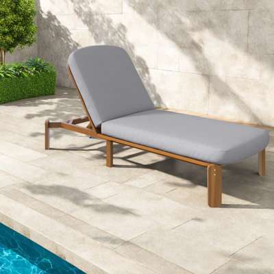Adjustable Patio Chaise Lounges, Acacia Wood Modern Poolside Comfort