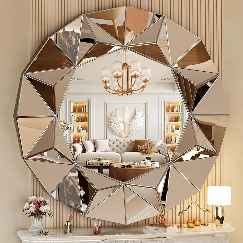Lamarria Round Beveled Decor Silver Polished Mirror with 3-Year Warranty, 32" x 32"
