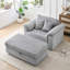 Corduroy Accent Armchair with Storage Stool-376123022