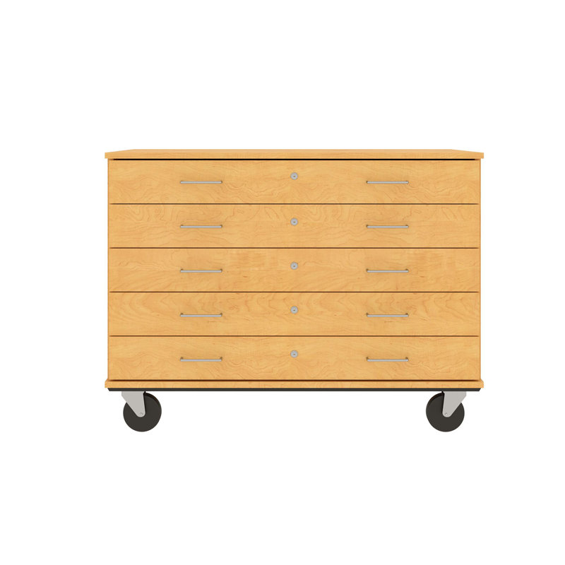 Armoire mobile à 5 compartiments avec roulettes, H 36 po x l 48 po x P 24 po, Érable