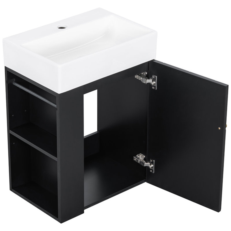 Meuble-lavabo de 20 po avec lavabo, Noir