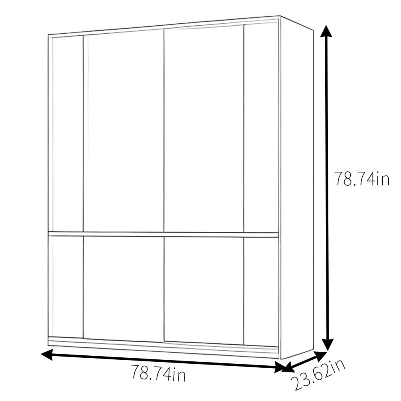 Garde-robe simple à pousser et tirer rétro, H 78,74 po x l 78,74 po x P 23,62 po