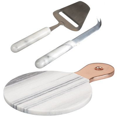  Natural Marble Cheese Board And Knife Set