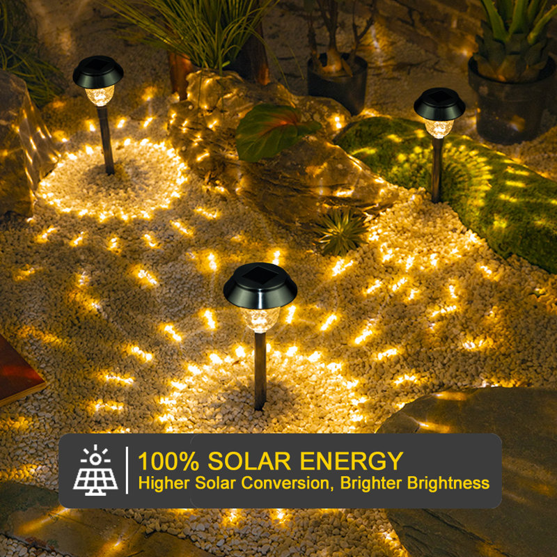 Set of 4 Stainless Steel Solar LED Pathway Lights