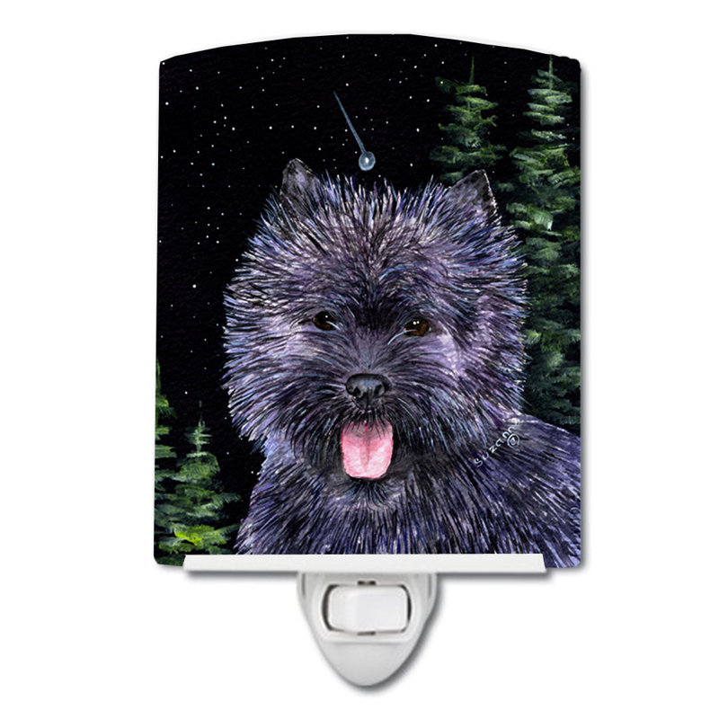 Éclairage de nuit en céramique starry cairn terrier