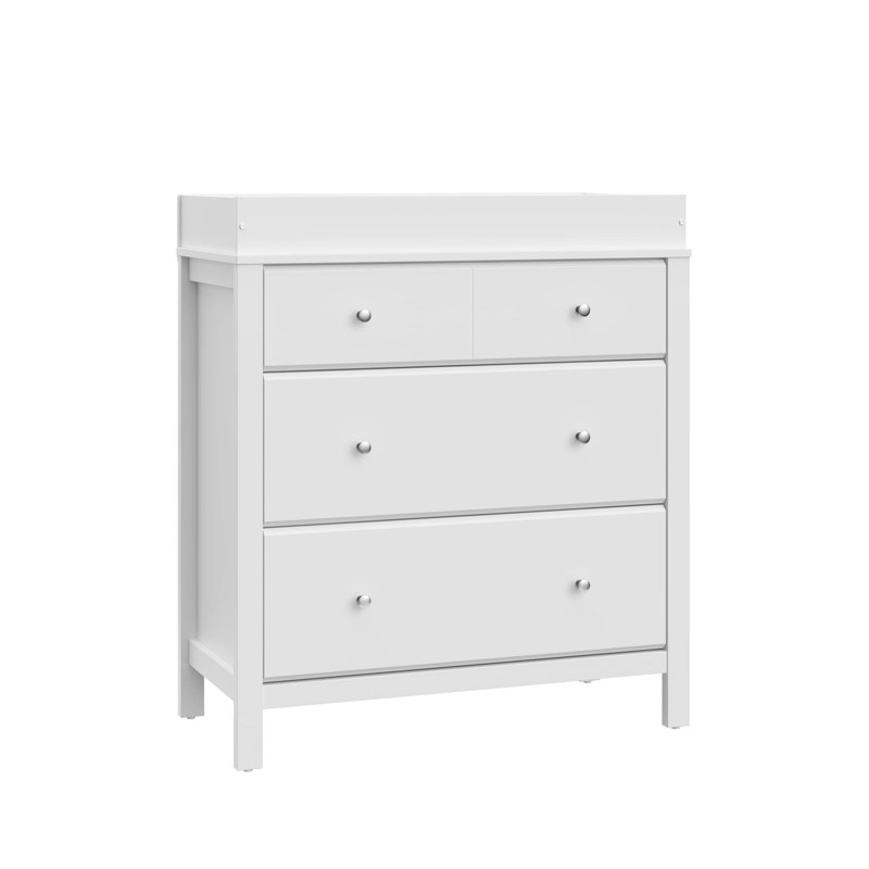 White 3-Drawer Dresser with Changing Topper