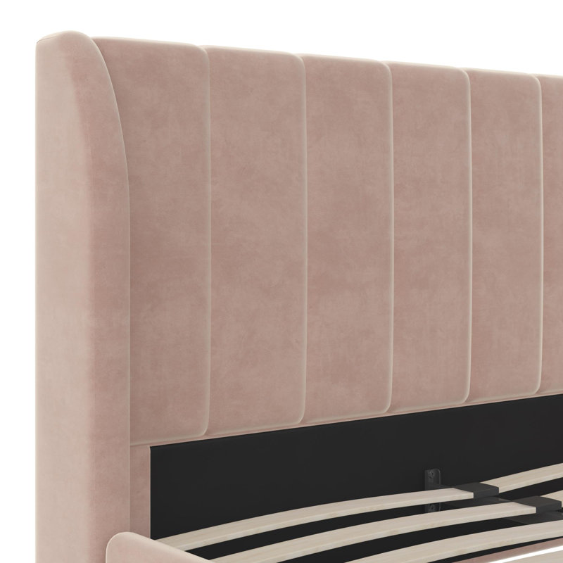Lit plateforme tapissier double Ricketts, Rose vintage, Full/Double