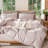 MooMee Lightweight Duvet Cover Set with Zipper Closure 8 Ties 100% Washed Cotton Linen Like Textured Soft Breathable All-Season-111220337-109236632