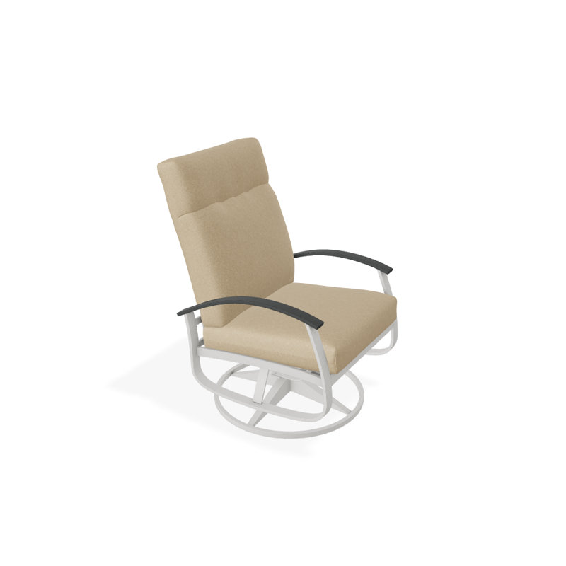 Belle Isle Outdoor Rocker Chair, Blue/White Stripe, Classic Graphite P30, Textured Snow