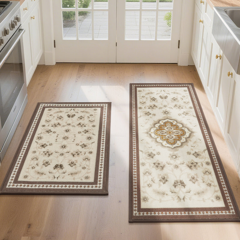 Tapis de cuisine 2 pièces Tapis de cuisine rembourré pour plancher, ensemble de 2 tapis autoportants et antidérapants pour cuisine, bureau, évier, buanderie, 17 po x 30 po + 17 po x 47 po