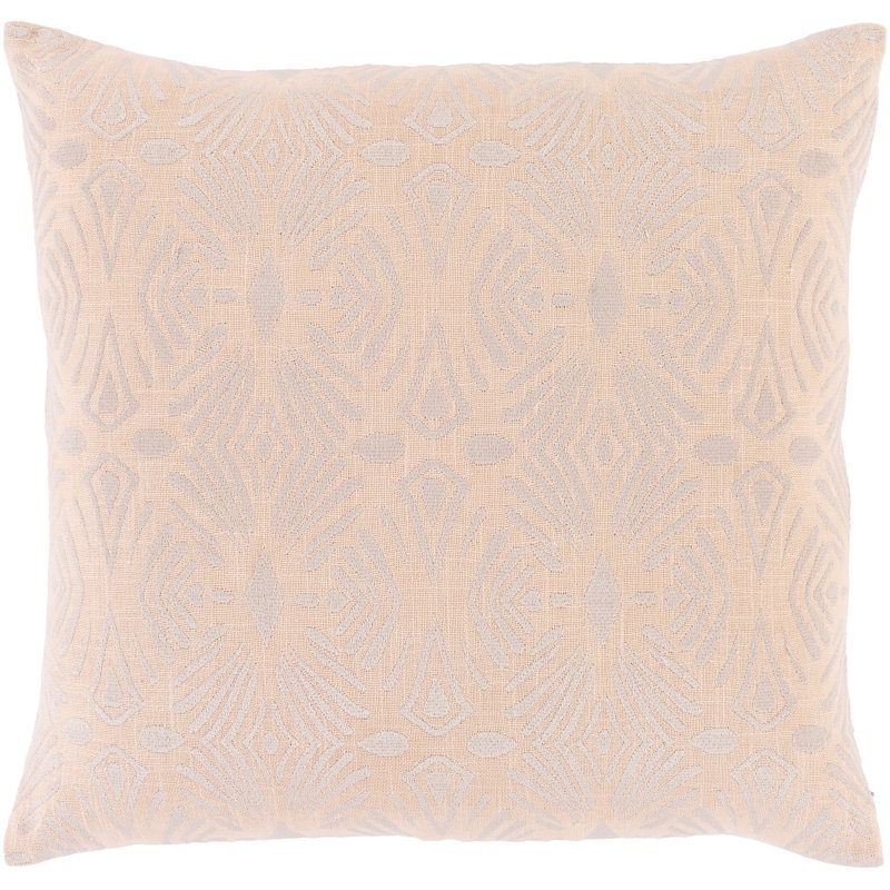 Coussin 100% coton Accra, H 20 po x l 20 po, Housse de coussin seulement - sans coussin, Pêche / lilas