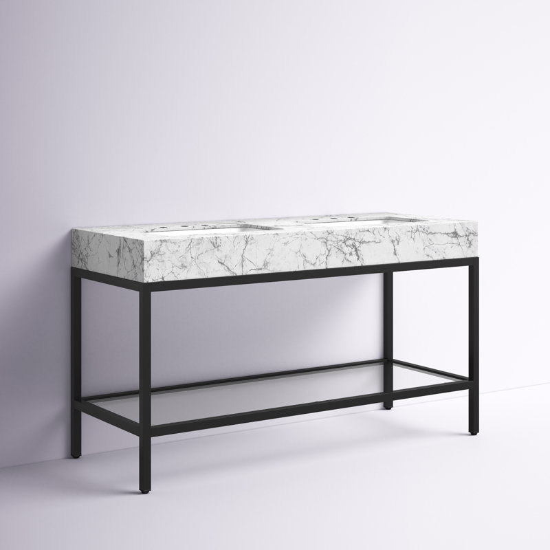 Kingsley 60" Stainless Steel Bathroom Vanity, Black
