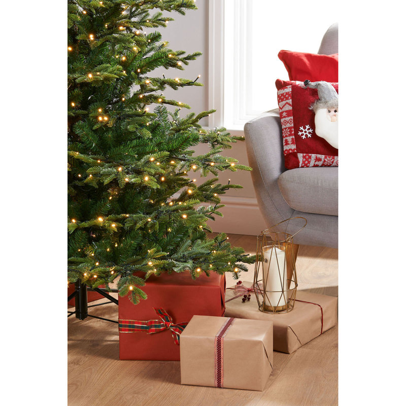 Lighted Artificial Pine Christmas Tree, 7ft H x 4.33ft W x 4.33ft D