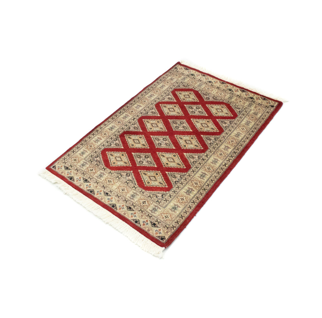 Hand Knotted Wool and Silk Red/Beige Indoor/Outdoor Rug