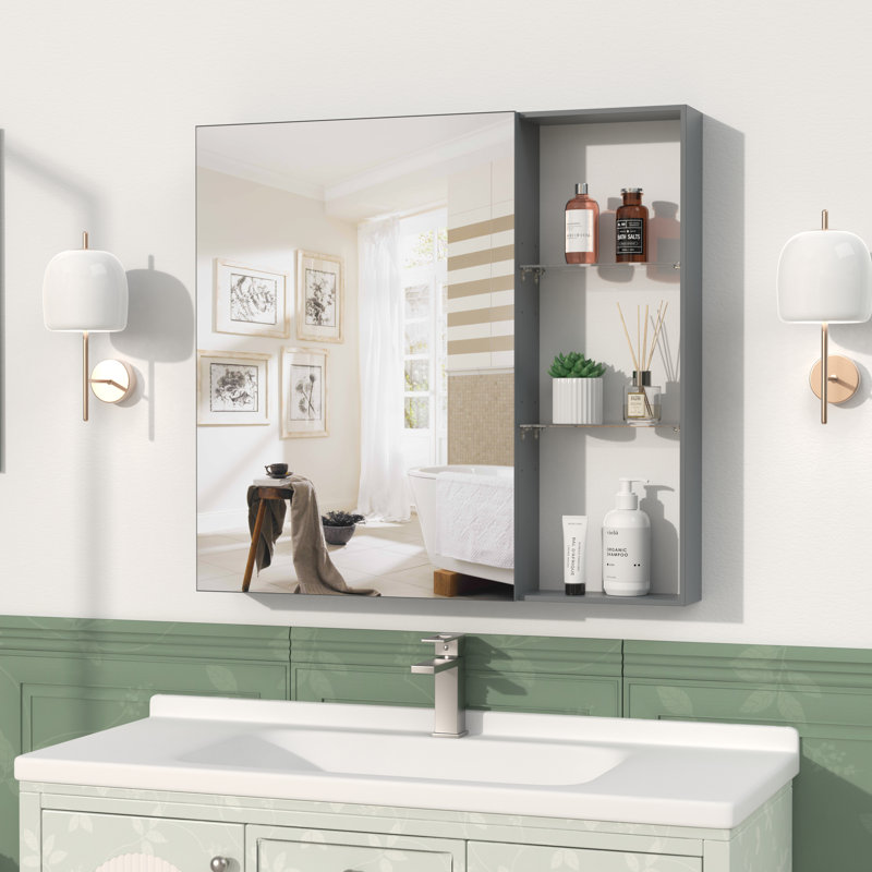 Armoire à pharmacie avec miroir et rangement, miroir de salle de bain mural