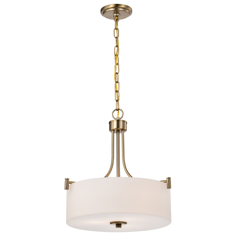 Stivers Light Pendant -  Opal Glass, Burnished Brass