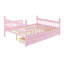 Structure de lit pour enfant pleine grandeur avec 2 tiroirs de rangement sous le lit, lit plateforme en bois avec barrières de sécurité, conception à profil bas, système de support à lattes robuste, aucun sommier tapissier requis-1550441344-1550441345