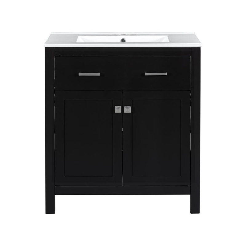 Meuble-lavabo double 60 po, Noir