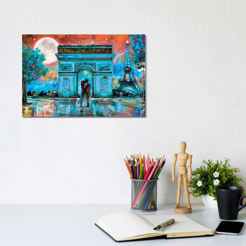 Paris In Love by P.D. Moreno - Wrapped Canvas Painting, 20.32 cm H x 30.48 cm W