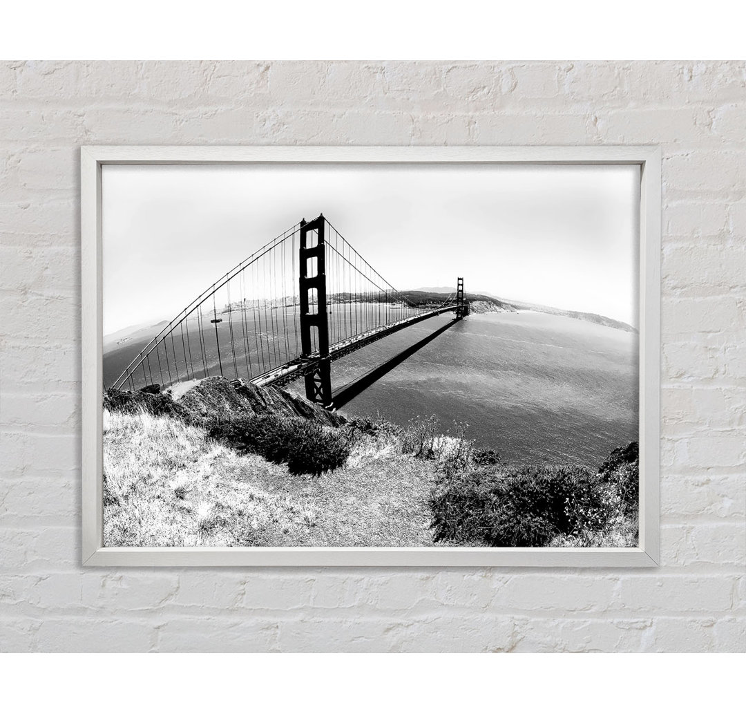 San Francisco Bridge B N W Across The Waters - Einzelbildrahmen Kunstdrucke auf Leinwand