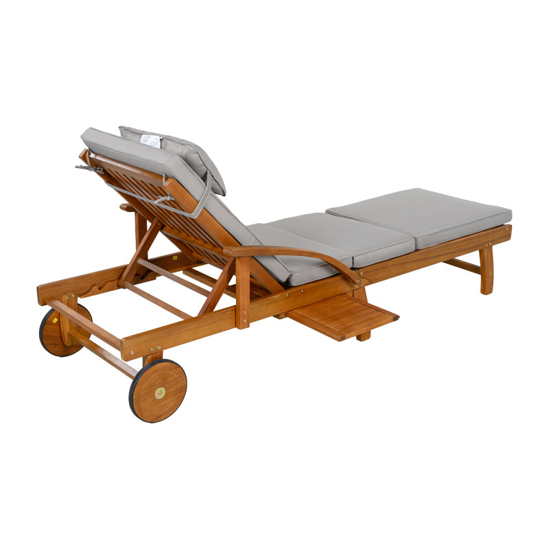 77.5 '' Long Reclining Chaise With Cushions, Gray