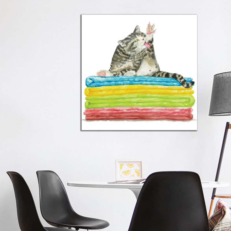 Bathing Tabby Cat by Alexey Dmitrievich Shmyrov - Wrapped Canvas Gallery-Wrapped Canvas Giclée