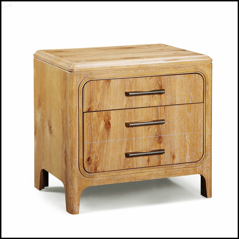 Élégante table de chevet en bois à trois tiroirs, parfaite pour le rangement dans la chambre à coucher et la décoration moderne