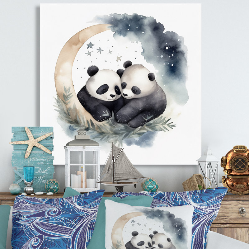 «Watercolor Baby Pandas II», reproduction, H 16 po x l 16 po x P 1 po, Toile tendue
