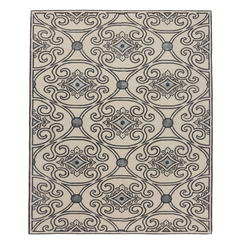 Marquis Geometric Area Rug in Gray/Silver/White, Rectangle 12' x 16'