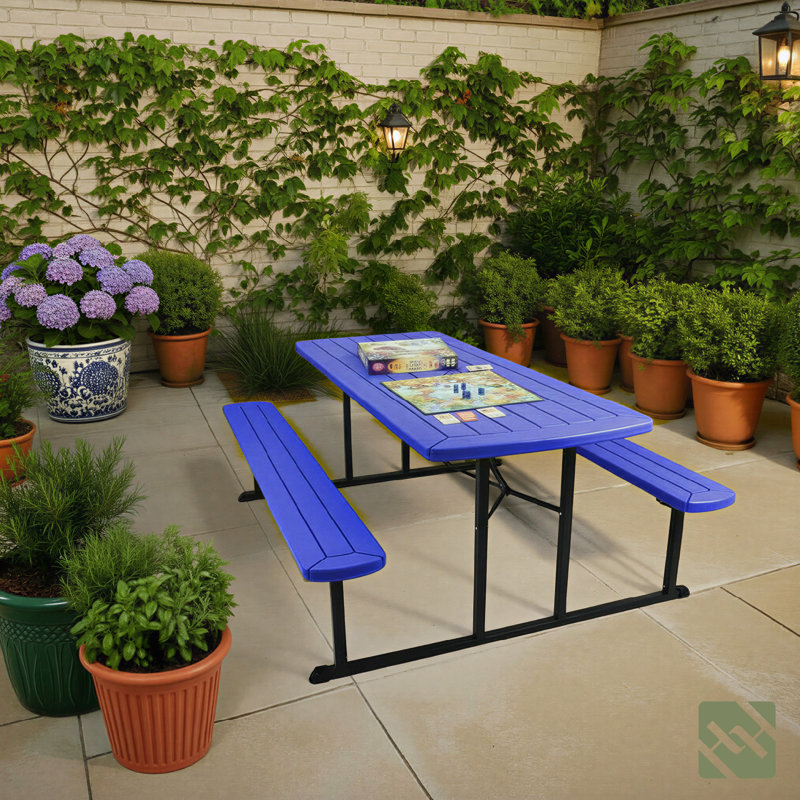 Table de pique-nique pliante robuste, Bleu
