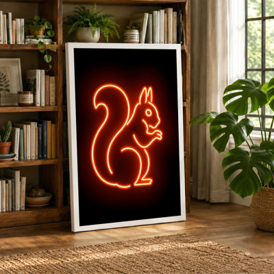 Neon Squirrel Sign Retro - Wrapped Canvas