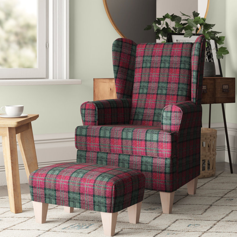 Rockleigh Upholstered Wingback Chair With Footstool