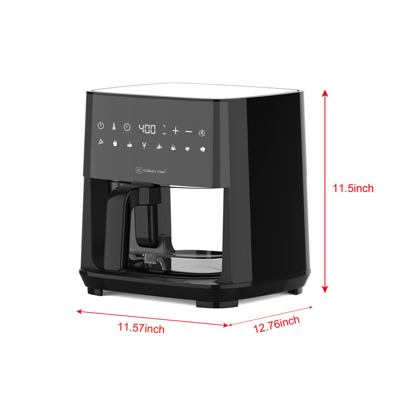 Culinary Chef 4.5-Quart Black Electric Air Fryer with Glass Basket