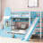 Blue Twintwin Bunk Bed Featuring 2 Drawers, 3 Shelves And Slide. Robust Wood Frame For Over 6 Years. 106.3In.L X 76.6In.W 72.8In.H. 250Lbs Capacity Per Bed. Box Spring Not Included With Build 6.-1810415446-1810415432