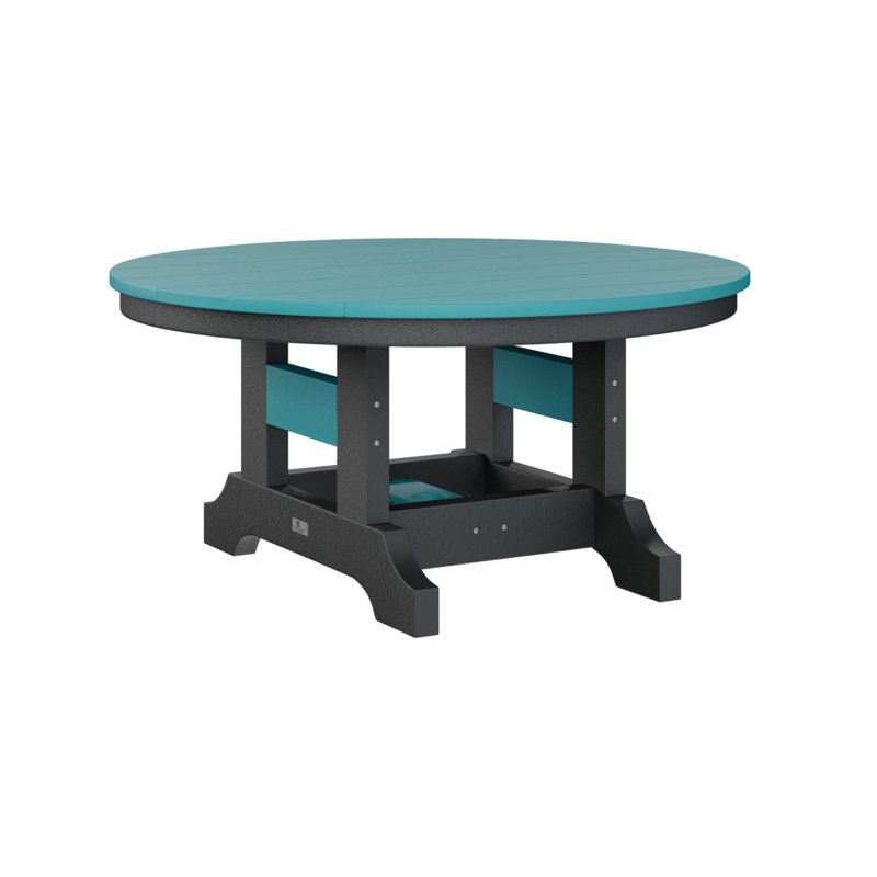 Garden Classic Outdoor Round Coffee Table, Black, Aruba Blue