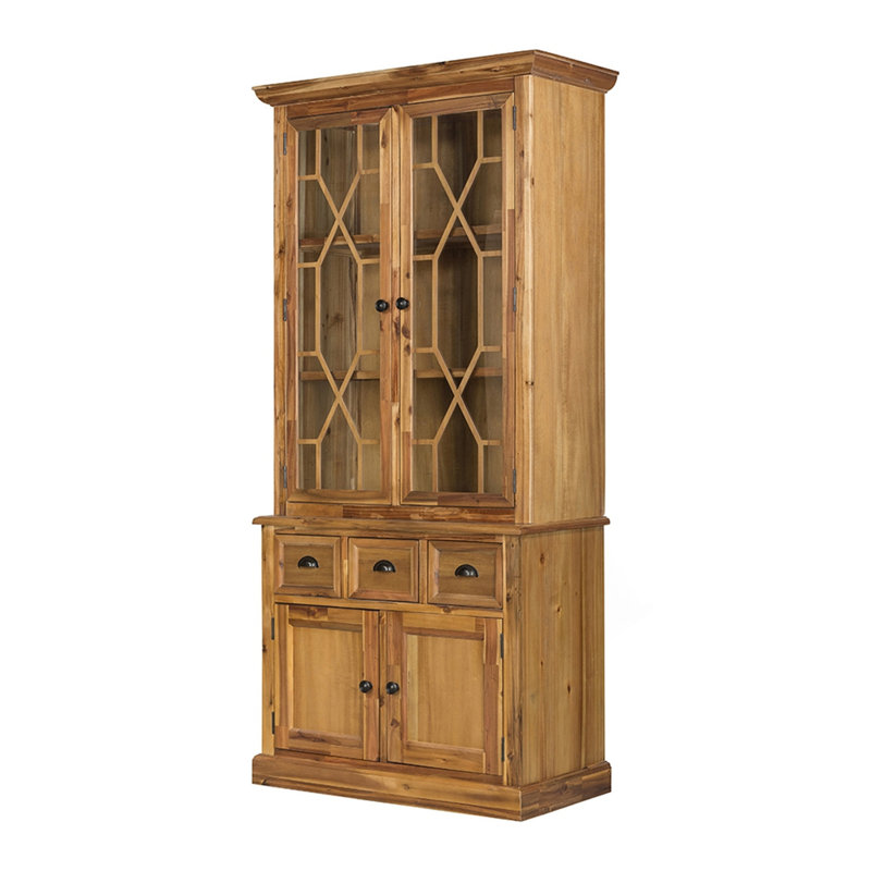 Armoire de ferme avec portes en verre et grand rangement
