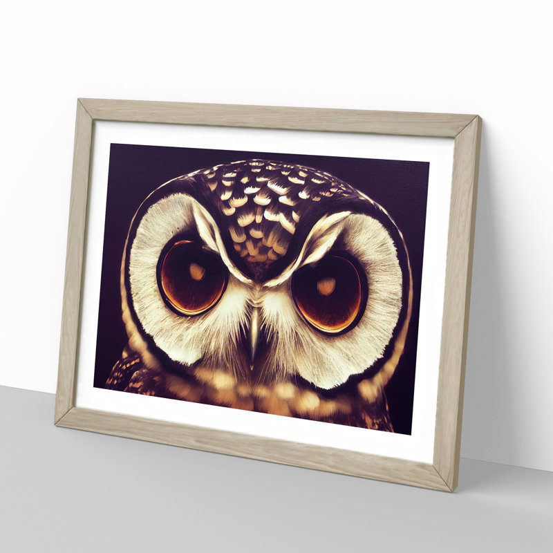Exquisite Owl - Single Picture Frame Print, 34cm H x 46cm W x 2cm D, Oak Framed