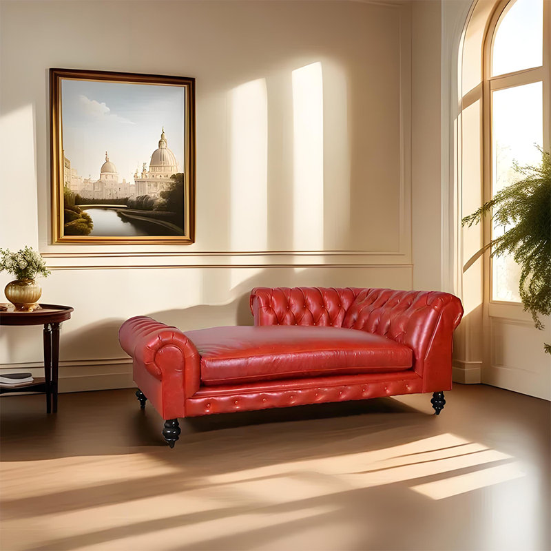 Méridienne moderne, confortable et tendance, Orienté à droite, Rouge, Noir, noir, noir, noir