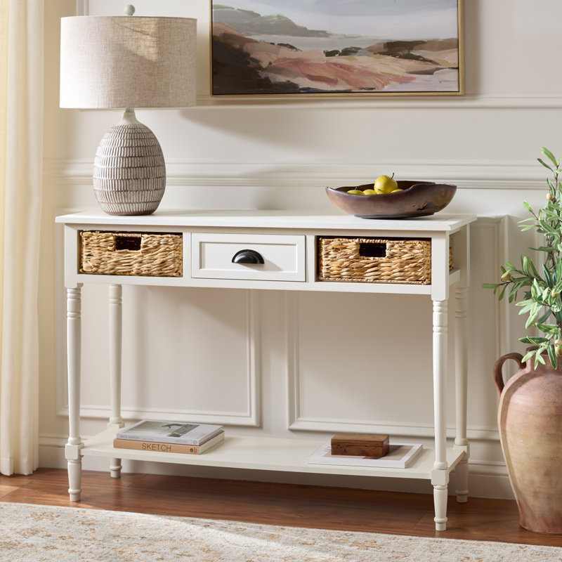 Console en bois massif 44,5 po Painswick, Ivoire ivoire